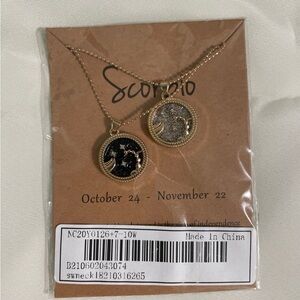 Scorpio Zodiac Pendant Necklace - Black and Gold